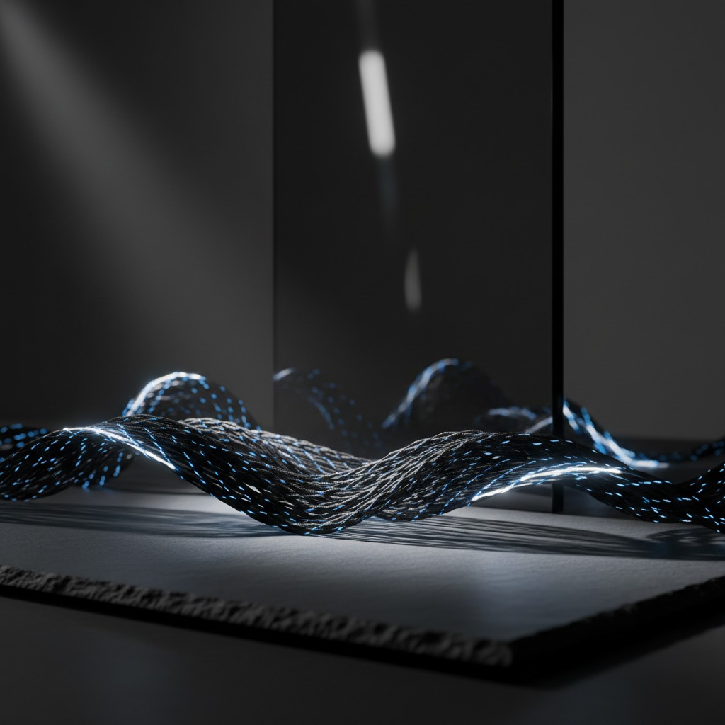 (a bunch of dark, wavy, electronic-looking, fluorescent blue lines and generally dark, partly dark, and partial shadows)